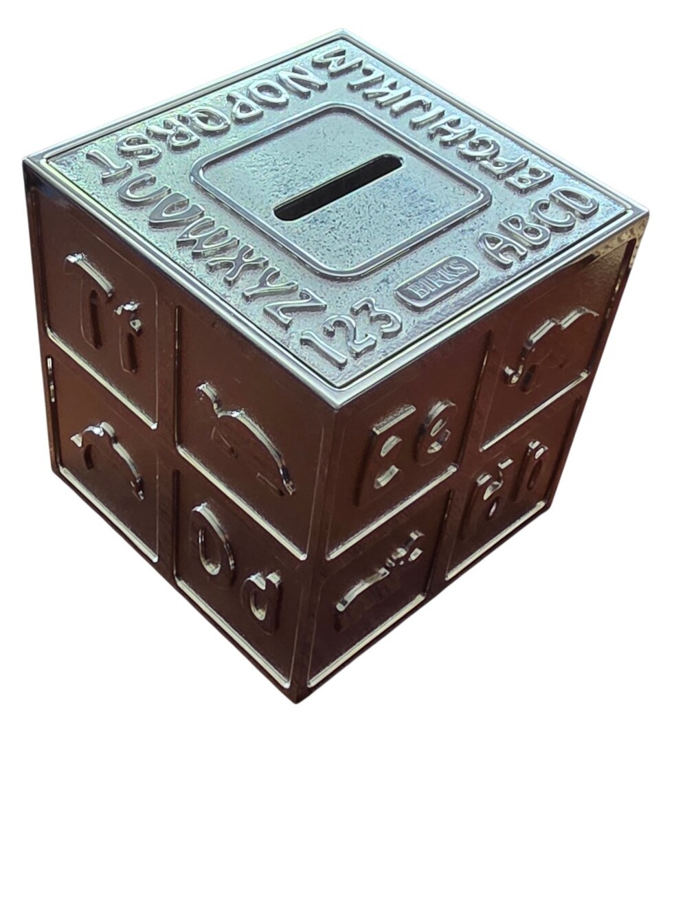 MAISON BIRKS Alphabet & Numbers Silver Plated Coin Bank -baby